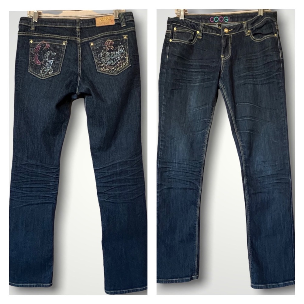 COOGI Rhinestone Pockets Stretch Bootcut Jeans
